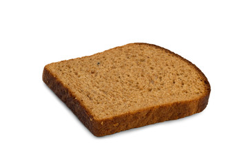 Closeup of a slice of a potato rye bread, isolated