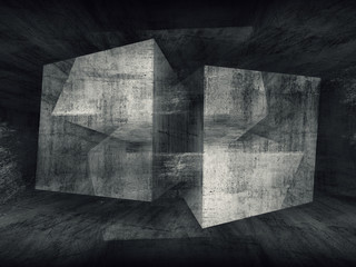 Abstract dark concrete room 3d background