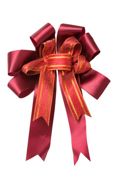 Red Ribbon Bow isolated on white