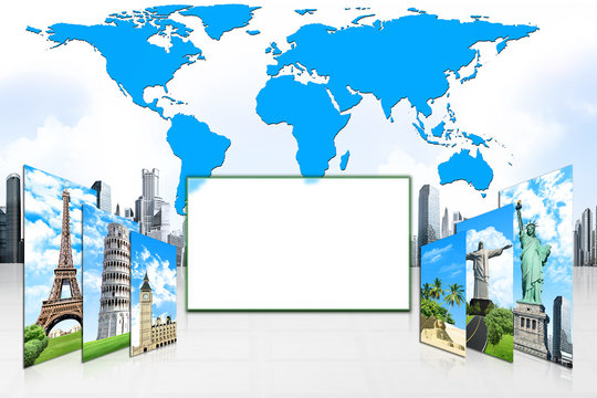 Travel concept on the map of world background