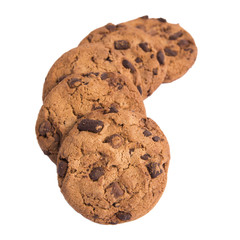 Chocolate chip cookie isolated on white