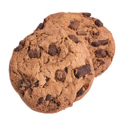 Chocolate chip cookie isolated on white