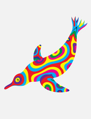 Penguin abstract colorfully, art vector illustration