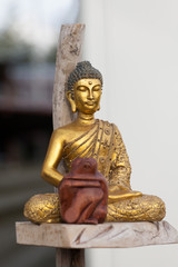 Buddha - Goldene Statue, Liebespaar aus Holz, Hausaltar