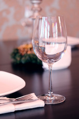 Empty glass in restaurant