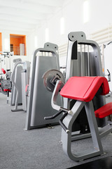 Interior of a fitness hall with fitness equipment