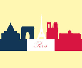Obraz premium Paris France city skyline vector silhouette illustration