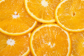 Healthy citrus fruity food. Slice of fresh orange background