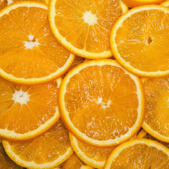 Healthy citrus fruity food. Slice of fresh orange background