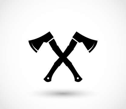 Lumberjack axes crossed icon vector