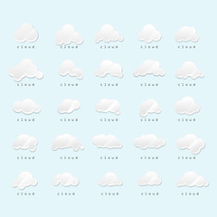 Obraz premium Clouds Icons Set - Isolated On Blue Background - Vector Illustration, Graphic Design, Editable For Your Design