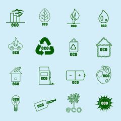 Ecology Icons Set - Isolated On Blue Background - Vector Illustration, Graphic Design Editable For Your Design