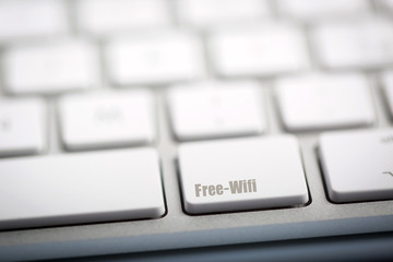 "Free Wifi" written on keyboard