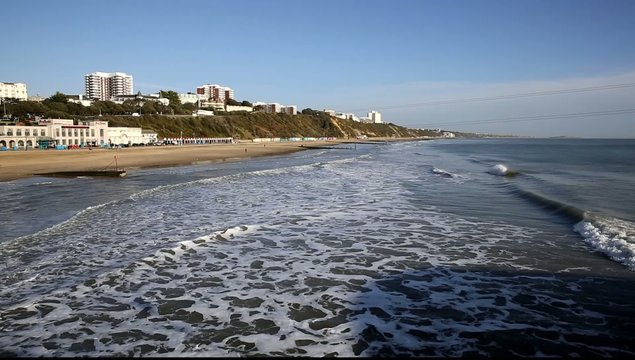 Waves Bournemouth beach and coast Dorset England UK