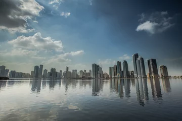 Foto auf Glas city view of Sharjah city United Arab Emirates UAE © derege