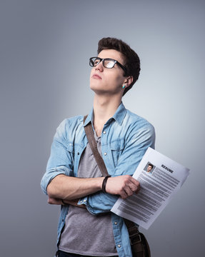 Young man with resume