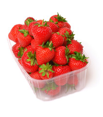 Strawberries in plastic box