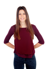 Obraz premium Portrait of attractive girl with brown eyes