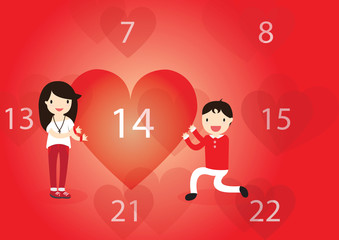 Valentine's Day in calendar