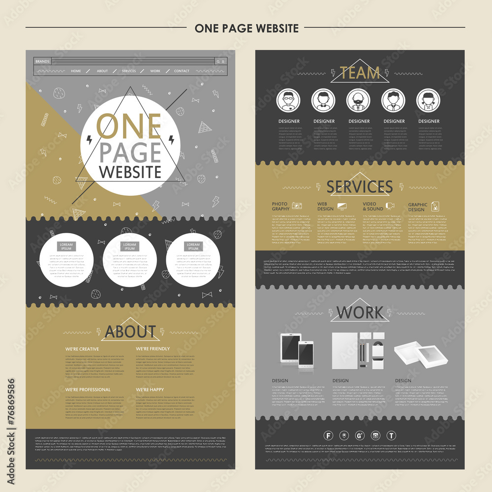Canvas Prints stylish one page website template design