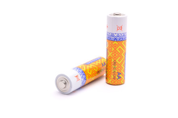 small batteries on a white background