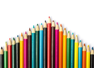 Colour pencils isolated on white background