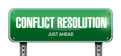 conflict resolution road sign illustration