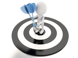 3d white people with darts and target. success in business