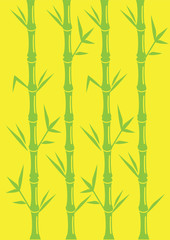 Minimalist Bamboo Vector Illustration on Bright Yellow Backgroun