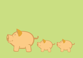 Pigs and Piglets Vector Illustration