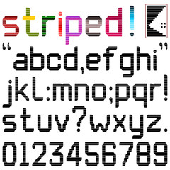 Lower case stripe font with spare pixel strips