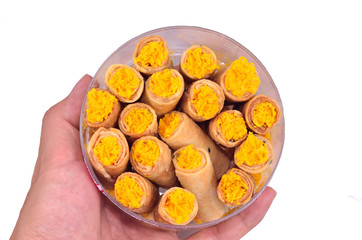 Tootsie sweet in hand