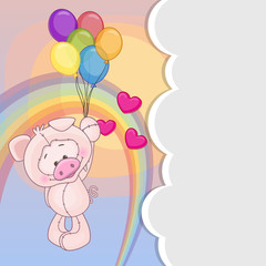 Obraz na płótnie Canvas Pig with balloons
