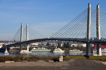 Tilikum crossing and people bridge Portland Oregon.