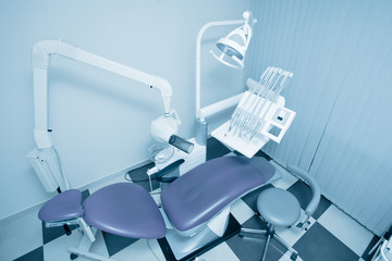 Dentist office. Blue tone.