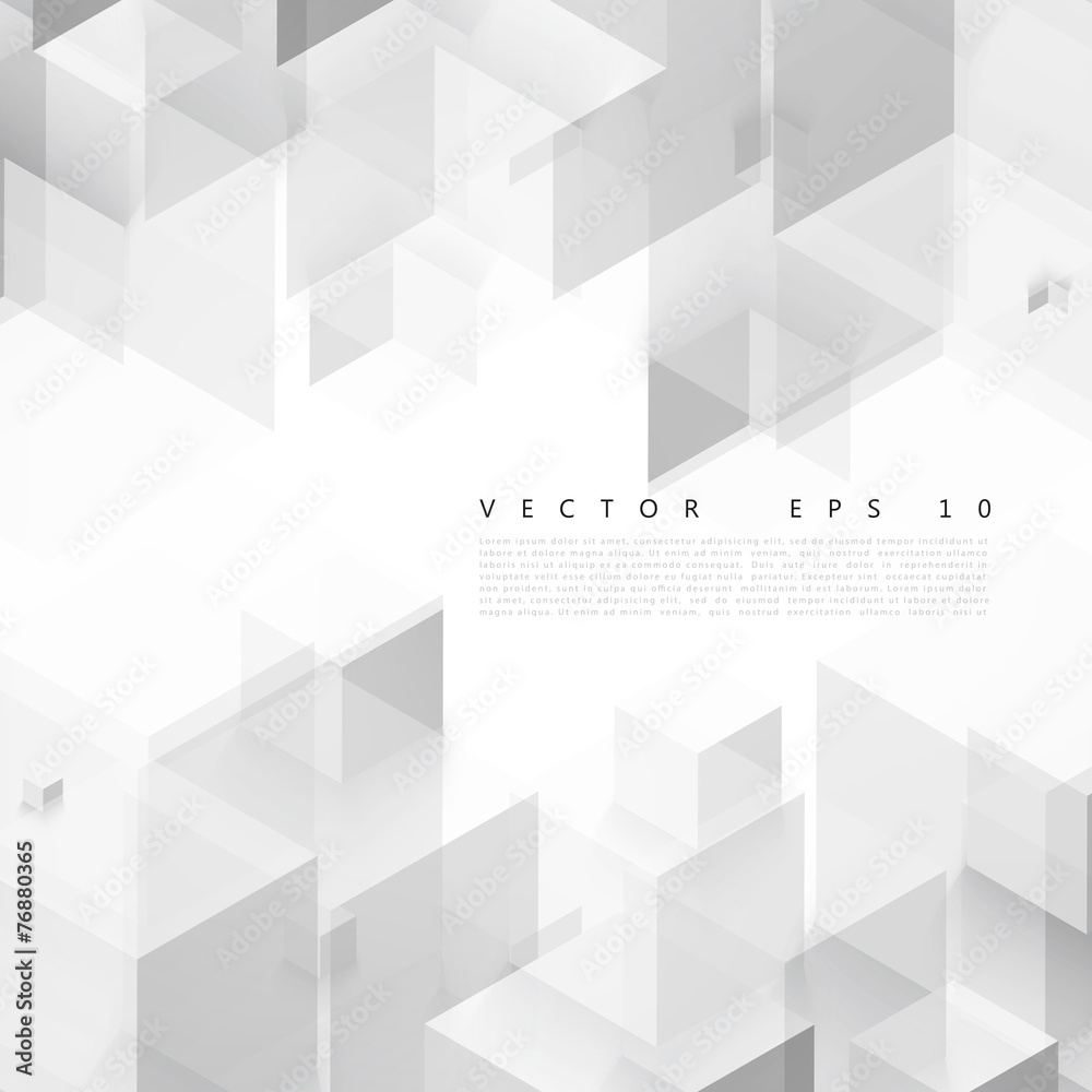Wall mural vector abstract geometric shape from gray cubes.
