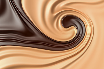 Chocolate swirl background. Clean, detailed melted choco mass.