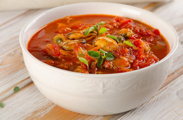 Bowl of  seafood soup