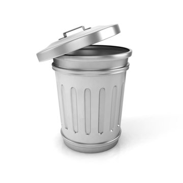 open trash can. 3d illustration