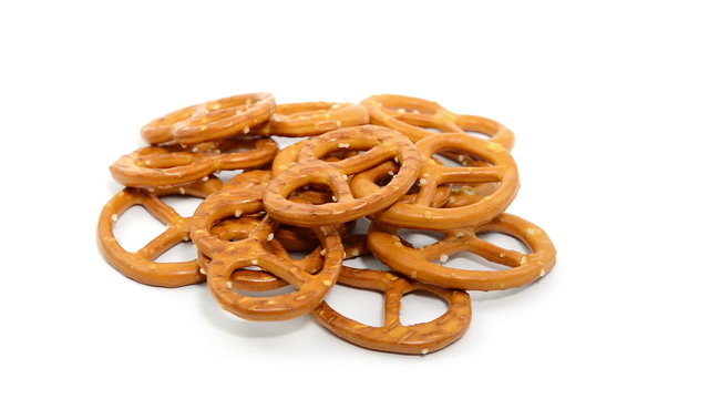 mini pretzel rotate on white background