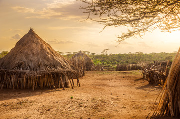 Hamer village près de Turmi, Ethiopie