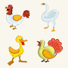 Set of cute colorful birds.