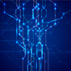 Shiny hi-tech abstract design on blue background.