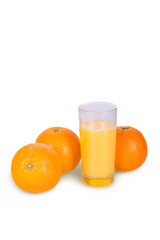 Three oranges and juice