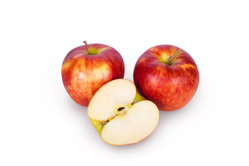 Fototapeta na wymiar Two apples and half