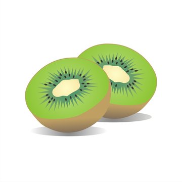 sliced kiwi fruit halves on white clip art preview