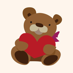 Fototapeta premium Valentine's day present bear flat icon elements background,eps10