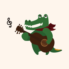 muscial animal Alligator flat icon elements background,eps10