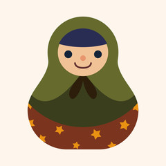 Matryoshka , Russian traditional wooden doll, vector pattern, fl