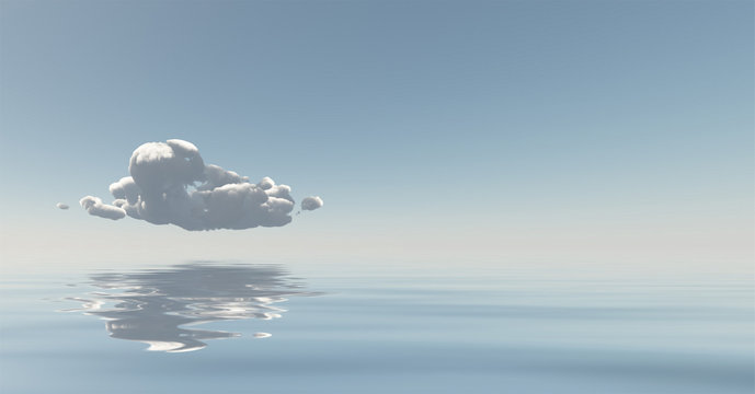 Single Cloud Floats Above Still Water